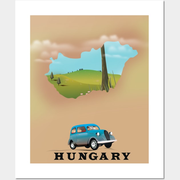 Hungary Map travel poster Wall Art by nickemporium1